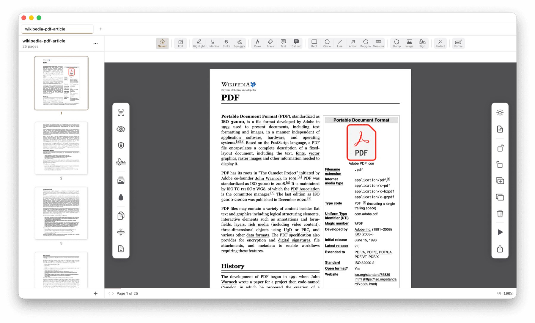 Typemark on macOS with a PDF open for editing
